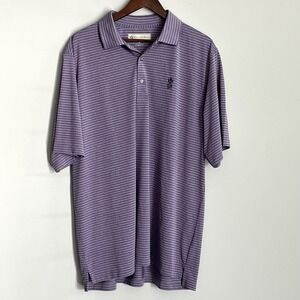 Donald Ross Mens XL Purple Gray Striped Golf Polo Shirt Short Sleeve Performance